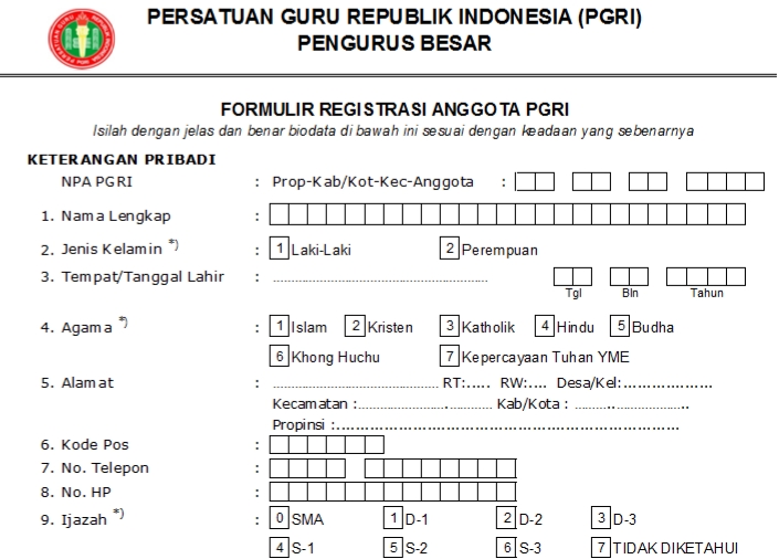 Pendaftaran PGRI Kab. Pasuruan - Persatuan Guru Republik Indonesia Cabang Kab. Pasuruan